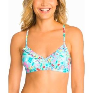 VERA BRADLEY Super Bloom Floral Ruffled Bikini Top Size Large NWT $68